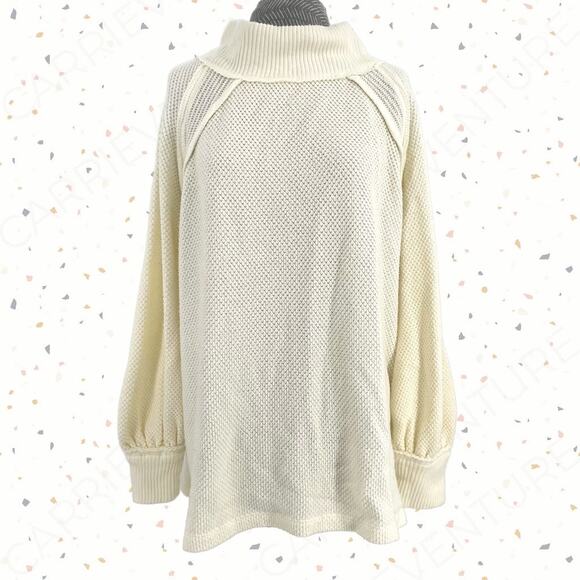 Free People Oversized Cozy Sweater Frenchnilla Cream She’s A Keeper Size M - Picture 1 of 12